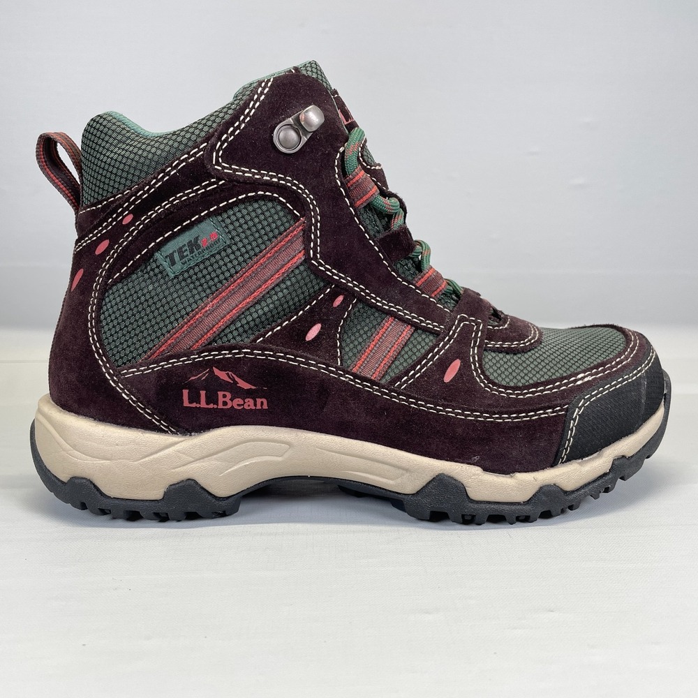 LL Bean Trail Model 4 TEK 2.5 Hiking Boots Womens Size 6 M Burgundy Green Shoes